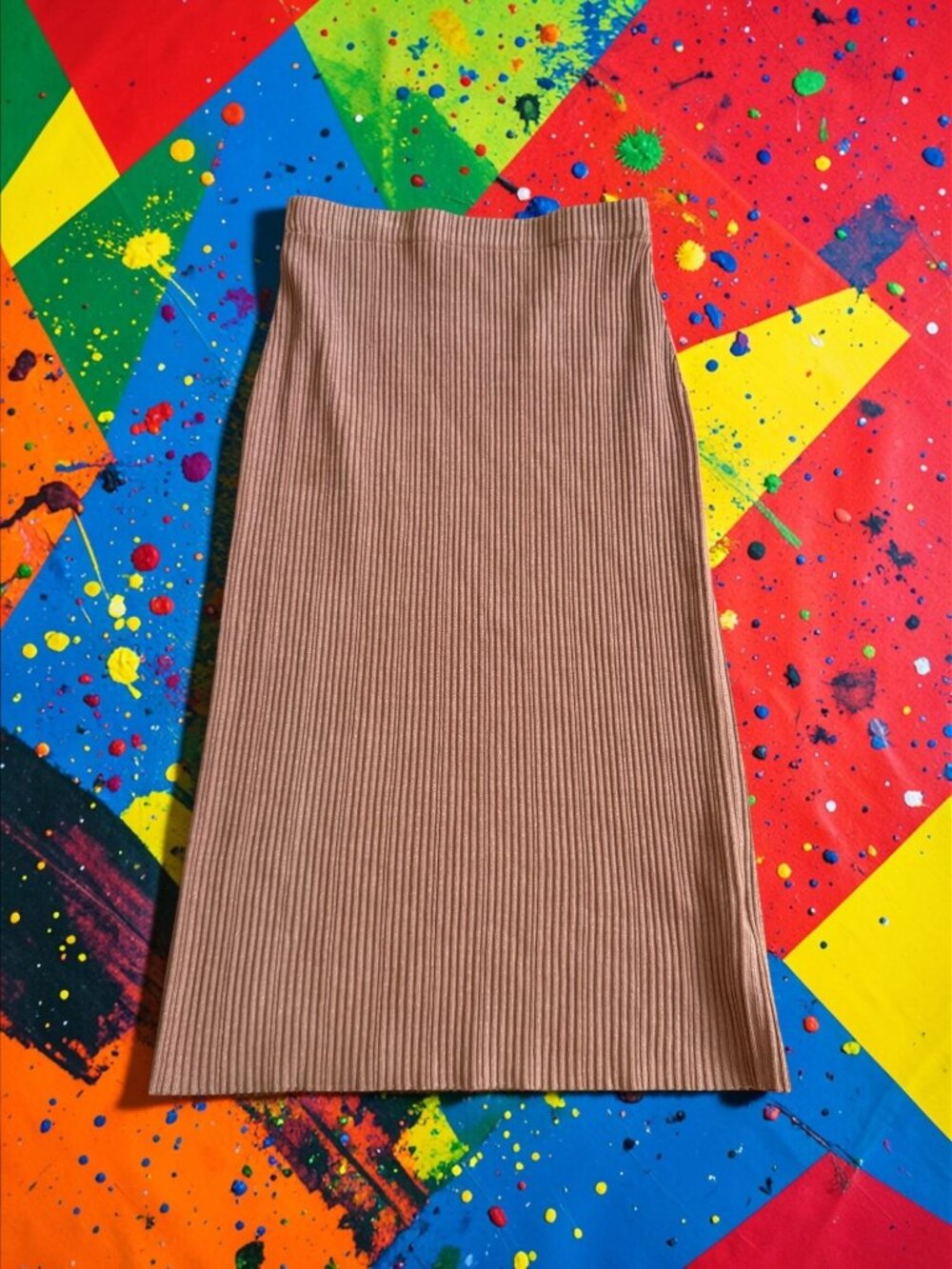 KEEPSAKE Rose Gold Ribbed Midi Skirt  Size Medium